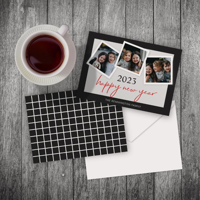 Festiva Feliz Año Nuevo Tres Fotografías Tarjeta de vacaci (Subido por el creador)