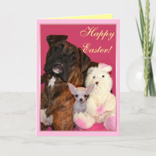 Festiva Feliz Boxer de Pascua y tarjeta de felicitación de