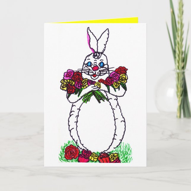 Festiva FELIZ BUNNY DE ORIENTE CON tarjeta de ROSAS (Anverso)