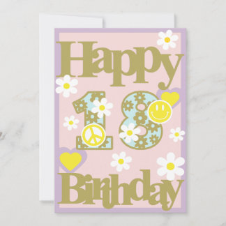 Festiva Feliz cumpleaños 18 - Tarjeta de Chica con flores