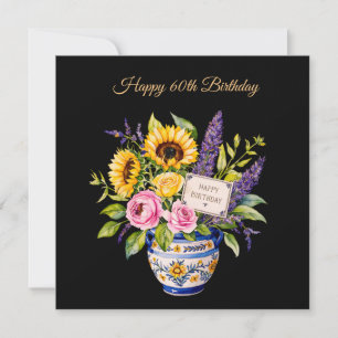 Festiva Feliz cumpleaños 60. Tarjeta de felicitación