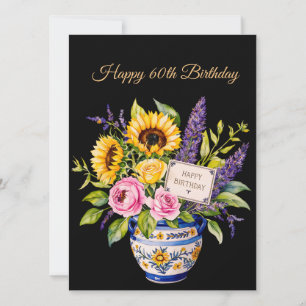 Festiva Feliz cumpleaños 60. Tarjeta de felicitación