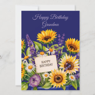 Festiva Feliz cumpleaños abuela. Tarjeta de felicitación