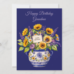 Festiva Feliz cumpleaños abuela. Tarjeta de felicitación