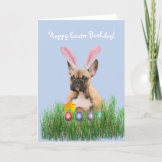 Festiva Feliz cumpleaños de Pascua, tarjeta de Bulldog fra