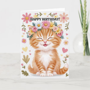 Festiva Feliz cumpleaños desde la tarjeta graciosa de gato