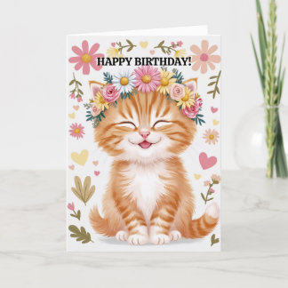 Festiva Feliz cumpleaños desde la tarjeta graciosa de gato
