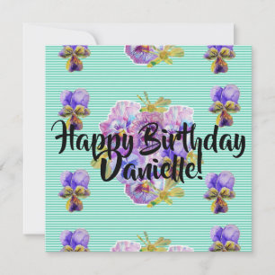 Festiva Feliz cumpleaños Pansy floral Womans Tarjeta de no