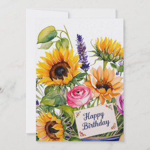 Festiva Feliz cumpleaños. Ramo de flores tarjeta de vacaci