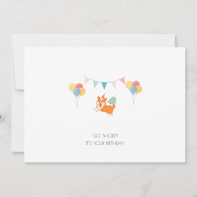 FESTIVA FELIZ CUMPLEAÑOS TARJETA CORGI (Anverso)