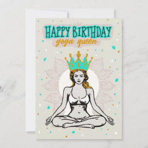 Festiva Feliz cumpleaños, tarjeta de reina de yoga