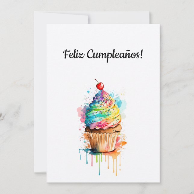 Festiva Feliz Cumpleaños Tarjeta De Torta En Español (Anverso)