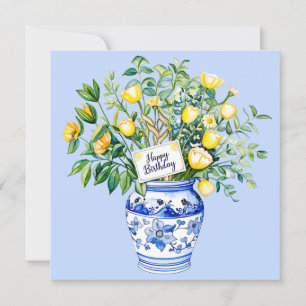 Festiva Feliz cumpleaños y ramo de flores Tarjeta de felic