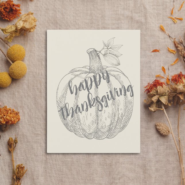 Festiva Feliz Día de Acción de Gracias Elegante postal de  (Happy Thanksgiving
Elegant Rustic Pumpkin Postcard)