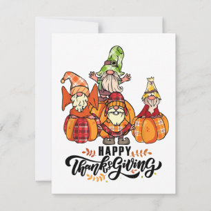 Festiva Feliz Día de Acción de Gracias Gnomes Tarjeta de S