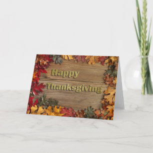 Festiva Feliz Día de Acción de Gracias, otoño deja tarjeta