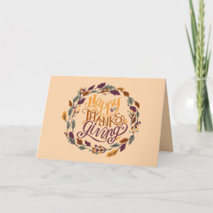 Festiva Feliz Día de Acción de Gracias, tarjeta de felicit