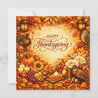 Festiva Feliz Día de Acción de Gracias - Tarjeta de Saludo
