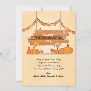 Festiva Feliz Día de Acción de Gracias, tarjeta de vacacio