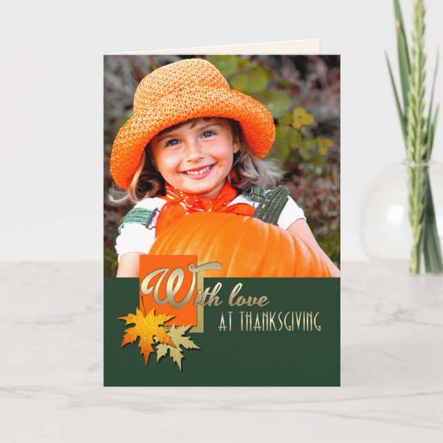 Festiva Feliz Día de Acción de Gracias. Tarjeta fotográfic (Anverso)