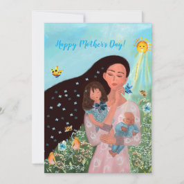 Festiva Feliz Día de la Madre con tarjeta de niños