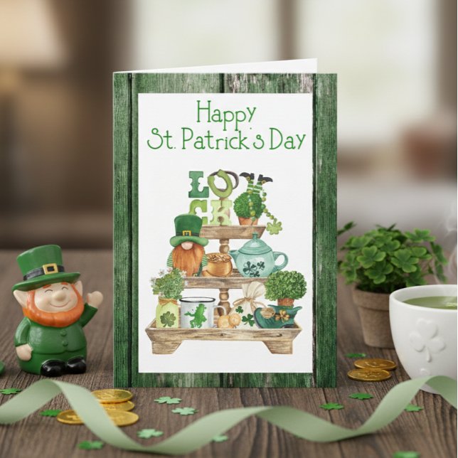 Festiva Feliz día de San Patricio Madera Verde Tarjeta Pos (Subido por el creador)
