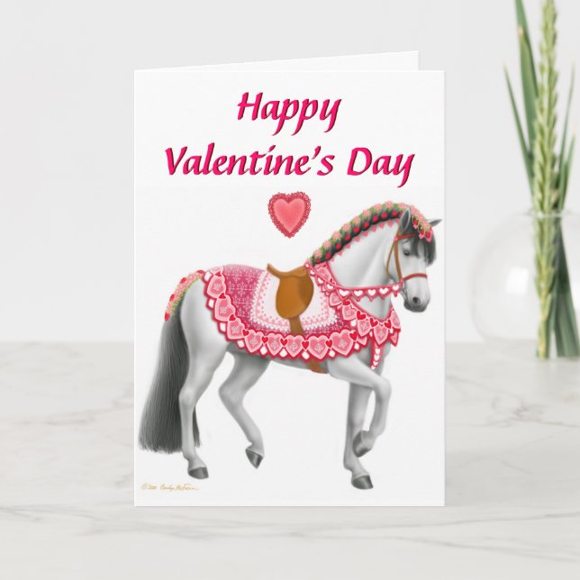Festiva Feliz Día de San Valentín con tarjeta de caballo (Anverso)