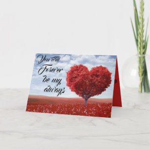 Festiva Feliz día de San Valentín tarjeta de árbol de cora