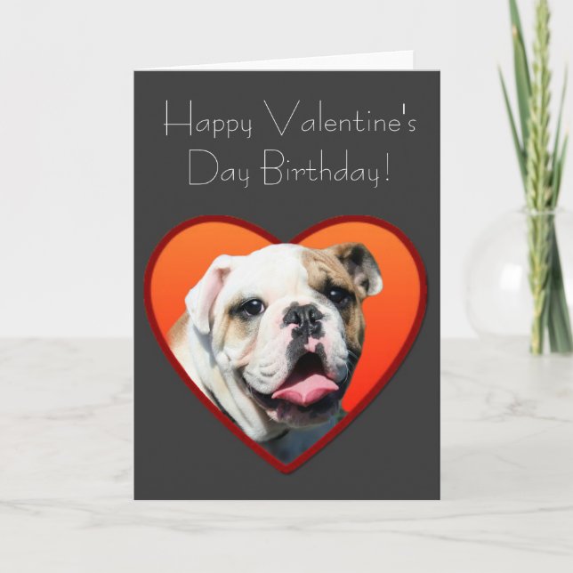 Festiva Feliz Día de San Valentín tarjeta de Bulldog de cu (Anverso)