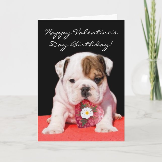 Festiva Feliz Día de San Valentín, tarjeta de cachorro de  (Anverso)