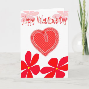 Festiva Feliz Día de San Valentín, tarjeta de corazón y fl