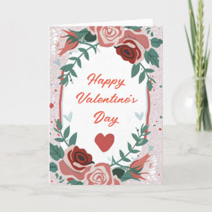 Festiva Feliz Día de San Valentín Tarjeta de Fiesta Floral
