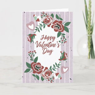 Festiva Feliz Día de San Valentín Tarjeta de Fiesta Floral