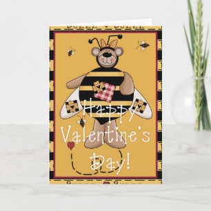 Festiva Feliz Día de San Valentín Tarjeta de Oso Bumble d1
