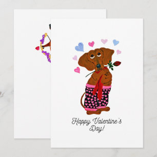 Festiva Feliz día de San Valentín Tarjeta de perro Dachshu