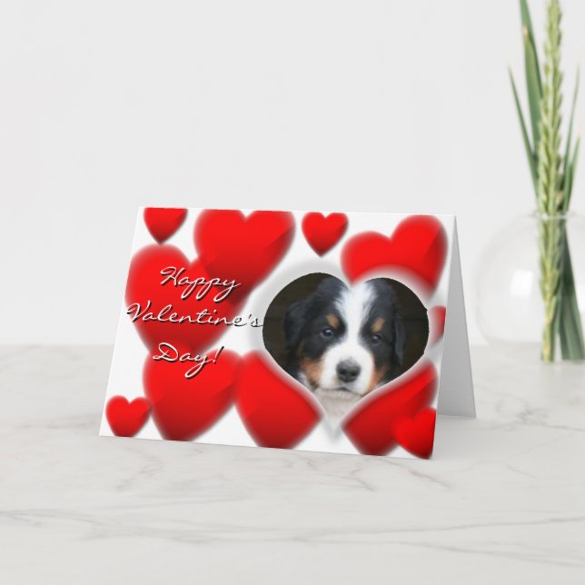Festiva Feliz Día de San Valentín tarjeta de perro de mont (Anverso)