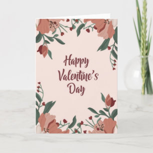 Festiva Feliz Día de San Valentín Tarjeta Floral de Cumple