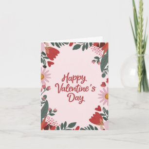 Festiva Feliz Día de San Valentín Tarjeta Floral de Cumple