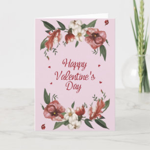 Festiva Feliz Día de San Valentín Tarjeta Floral de Fiesta