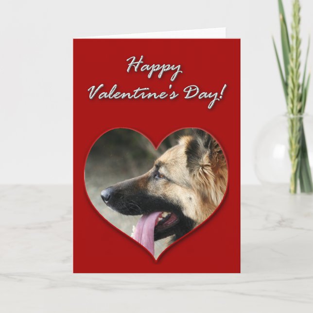 Festiva Feliz Día de San Valentín Tarjeta Pastora Alemana (Anverso)