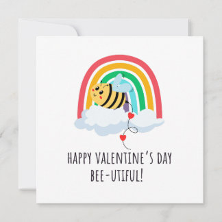 Festiva Feliz día de San Valentín Tarjeta plana Bee-utiful