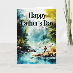 Festiva Feliz Día del Padre, tarjeta de saludo - Pesca de
