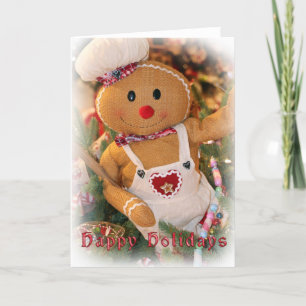Festiva Feliz feriado Gingerbread Man Tarjeta de felicitac