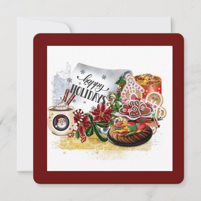 Festiva Feliz feriado tarjeta de felicitación plegada (Anverso)