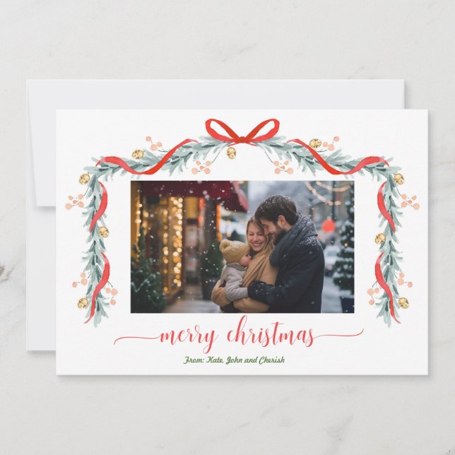 Festiva Feliz feriado tarjeta de Navidades de fotos de Gar (Anverso)
