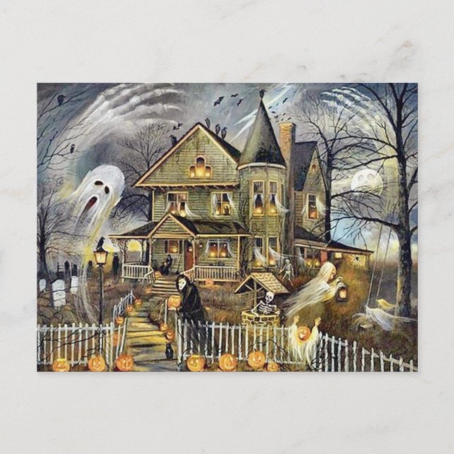 Festiva Feliz Halloween postal (Anverso)