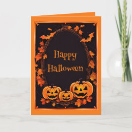 Festiva Feliz Halloween Tarjeta de Marco Naranja y Negro
