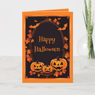 Festiva Feliz Halloween Tarjeta de Marco Naranja y Negro
