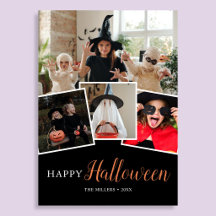 Feliz Halloween Tarjeta de vacaciones con foto neg