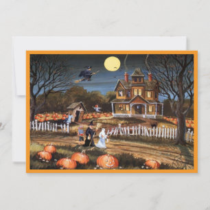 Festiva feliz Halloween Tarjeta plana de vacaciones